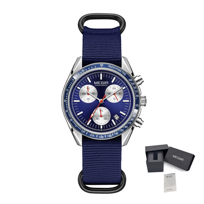 MEGIR Fashion Brand Men Wristwatches Military Sport Watches Canvas Strap Waterproof Chronograph Clock Gift for Men Montre Homme 2247