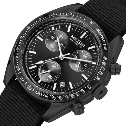 MEGIR Fashion Brand Men Wristwatches Military Sport Watches Canvas Strap Waterproof Chronograph Clock Gift for Men Montre Homme 2247
