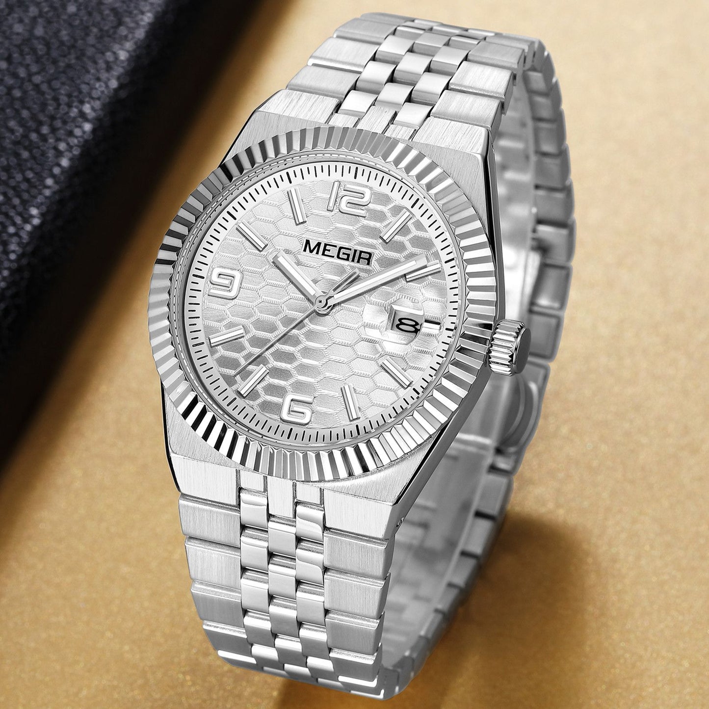 MEGIR Original Men Business Leisure Watches Stainless Steel Bracelet Quartz Wristwatch Waterproof Luminous Date Clock Reloj Hombre 1101