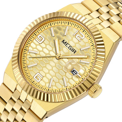 MEGIR Original Men Business Leisure Watches Stainless Steel Bracelet Quartz Wristwatch Waterproof Luminous Date Clock Reloj Hombre 1101