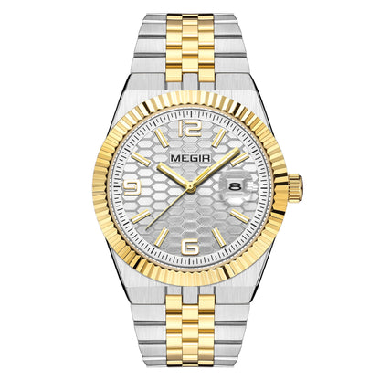 MEGIR Original Men Business Leisure Watches Stainless Steel Bracelet Quartz Wristwatch Waterproof Luminous Date Clock Reloj Hombre 1101