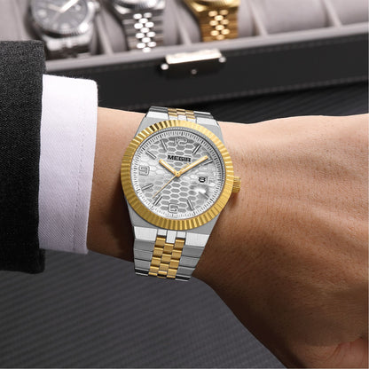 MEGIR Original Men Business Leisure Watches Stainless Steel Bracelet Quartz Wristwatch Waterproof Luminous Date Clock Reloj Hombre 1101