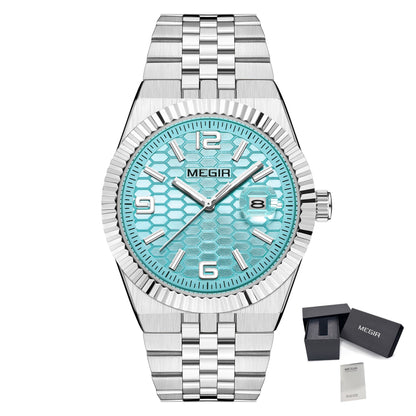 MEGIR Original Men Business Leisure Watches Stainless Steel Bracelet Quartz Wristwatch Waterproof Luminous Date Clock Reloj Hombre 1101