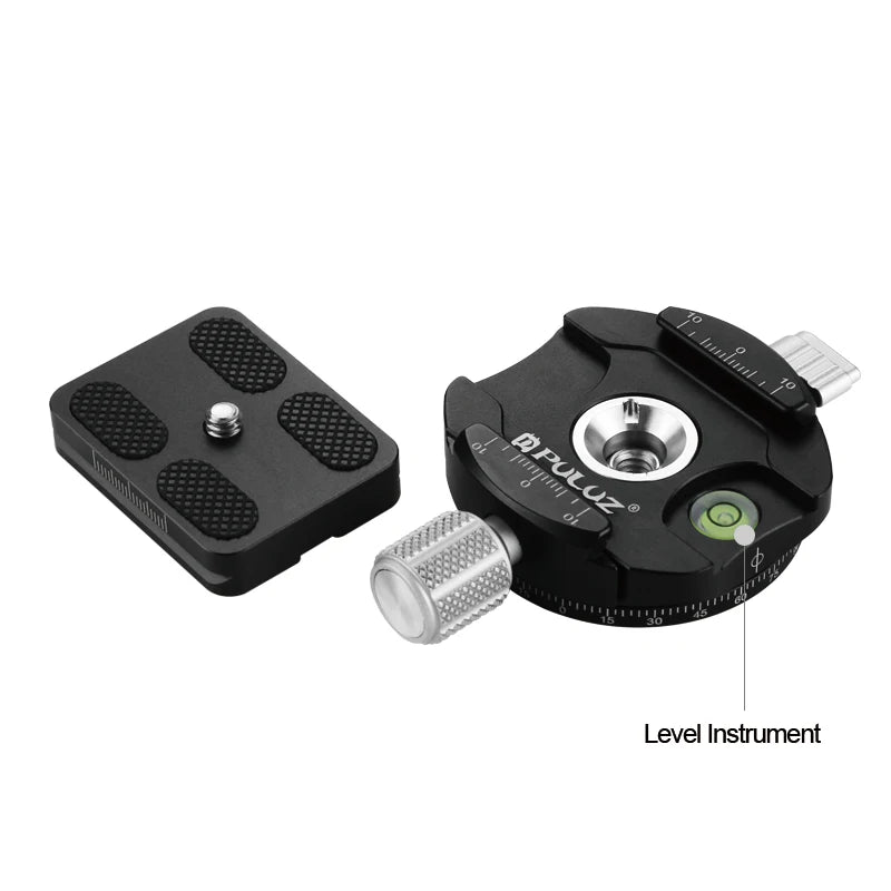 PULUZ Aluminum Alloy Quick Release Plate with Anti-slip Rubber Pad Rotation & Locking Knob for Panoramic Tripod Head