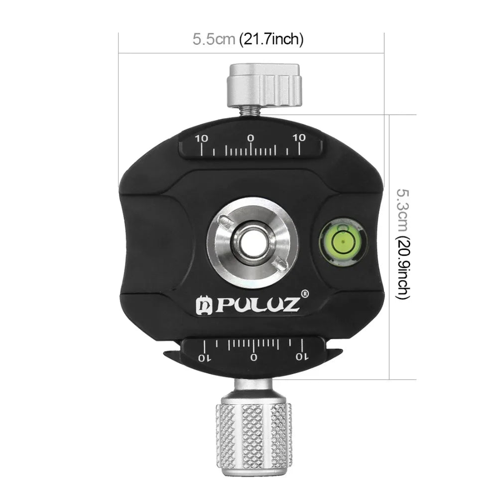 PULUZ Aluminum Alloy Quick Release Plate with Anti-slip Rubber Pad Rotation & Locking Knob for Panoramic Tripod Head