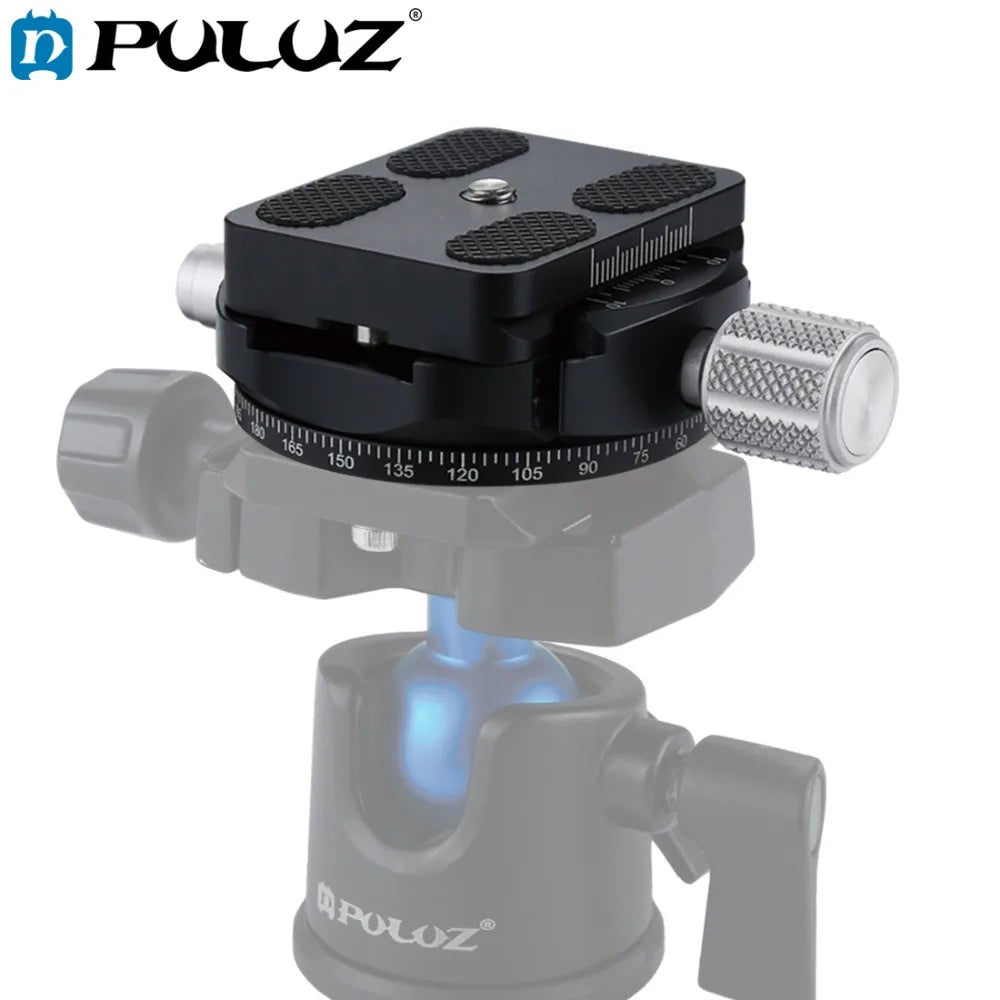 PULUZ Aluminum Alloy Quick Release Plate with Anti-slip Rubber Pad Rotation & Locking Knob for Panoramic Tripod Head
