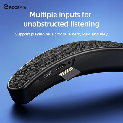 Rockmia EBS-905 3W*2 Wearable Neckband Speaker Bluetooth 5.0  Hands-free Ear-Free for TV Game Play  Home Outdoor Use TF  Card