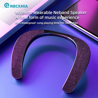 Rockmia EBS-905 3W*2 Wearable Neckband Speaker Bluetooth 5.0  Hands-free Ear-Free for TV Game Play  Home Outdoor Use TF  Card