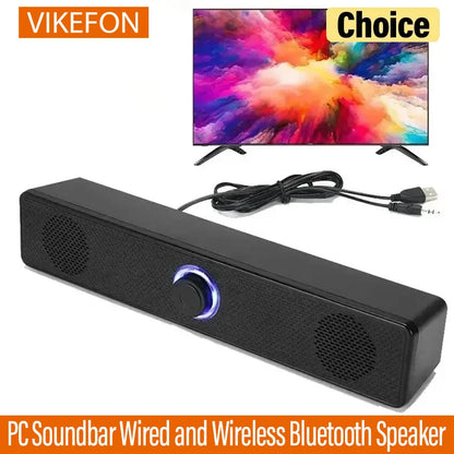 PC Soundbar Wired and Wireless Bluetooth Speaker USB Powered Soundbar for TV Pc Laptop Gaming Home Theater Surround Audio System