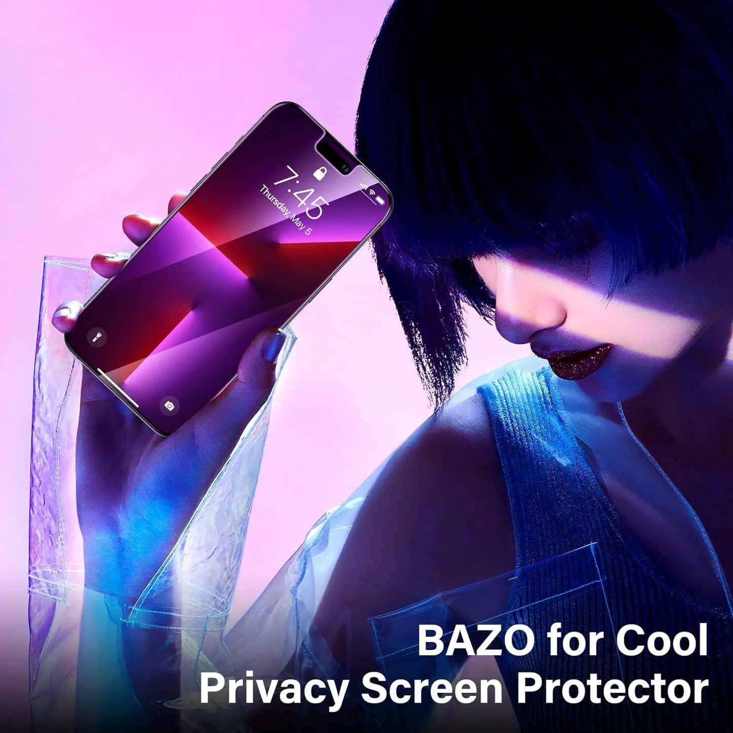 for iPhone 15 14 13 17 16 Pro Max Privacy Screen Protector Purple Gradient Anti Spy Anti Blue HD Screen Protector Tempered Glass