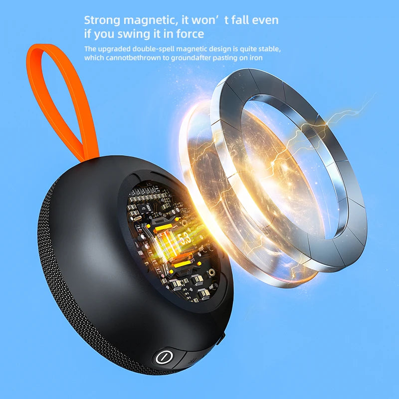 Rockmia EBS-313 Mini Portable Magnet Speaker BT5.3 Wireless Stereo Music Box Outdoor Waterproof IPX6 Fabric Mesh Silicone Handle
