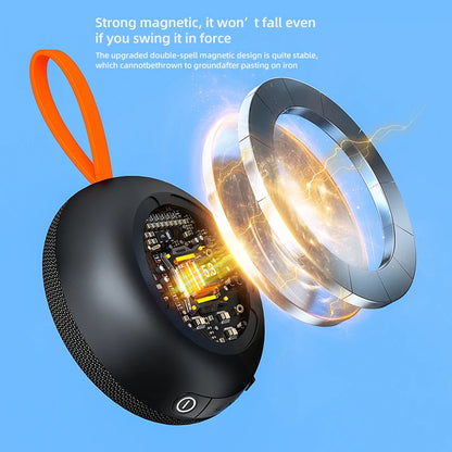 Rockmia EBS-313 Mini Portable Magnet Speaker BT5.3 Wireless Stereo Music Box Outdoor Waterproof IPX6 Fabric Mesh Silicone Handle