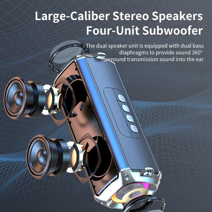 RGB Speaker Portable Wireless Music Player & Soulder Straps LED Bluetooth 5.0 TF USB-C Aux