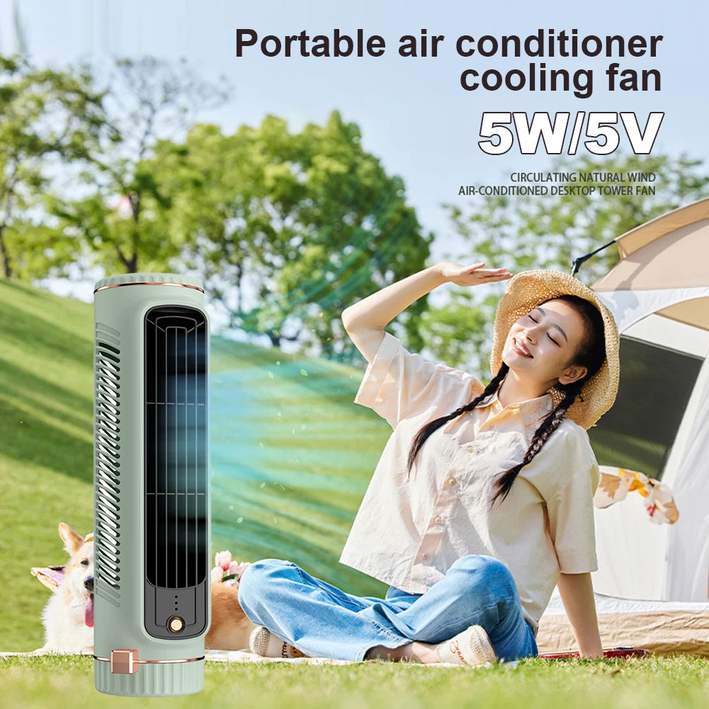 Household Desktop Tower Fan Portable Air Conditioner Fan Circulating Fan USB Charging Air Cooling Electric Fan for Room Home