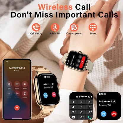 LAXASFIT New 2.01 Inch Smart Watch Man Woman Gift Full Touch Screen Sports Fitness Watch BT Call Digital Smart Watch