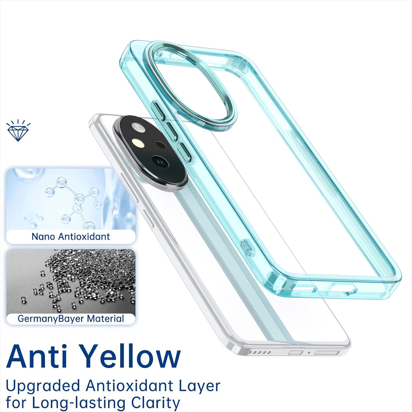 Honor 200 Phone plating Transparent Cases, Shockproof HD Clear Hard Cover for Honor 200 Pro