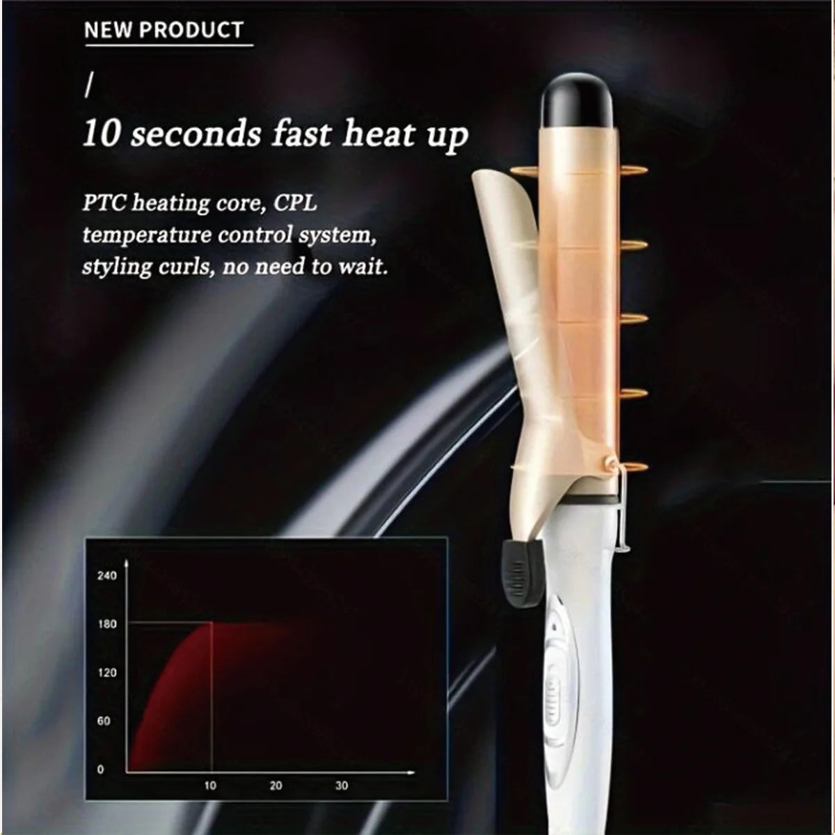 1pc Rotating curling iron, automatic curling iron, quick heating iron suitable for medium and long hair, ladies' gifts,