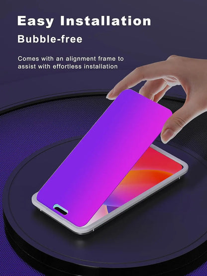 for iPhone 15 14 13 17 16 Pro Max Privacy Screen Protector Purple Gradient Anti Spy Anti Blue HD Screen Protector Tempered Glass