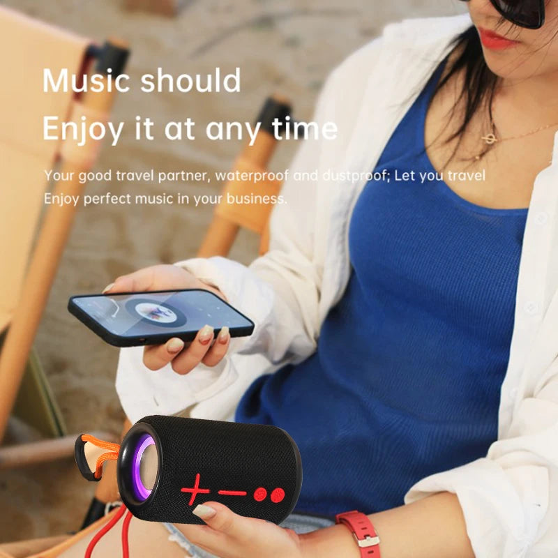 Rockmia EBS-033 5W Mini Fabric Mesh Speaker Bluetooth 5.0 Wireless Music Box With RGB Light  TF Card U-disk Play Bass Function