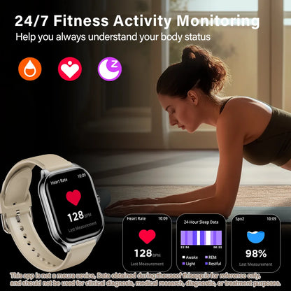 LAXASFIT New 2.01 Inch Smart Watch Man Woman Gift Full Touch Screen Sports Fitness Watch BT Call Digital Smart Watch