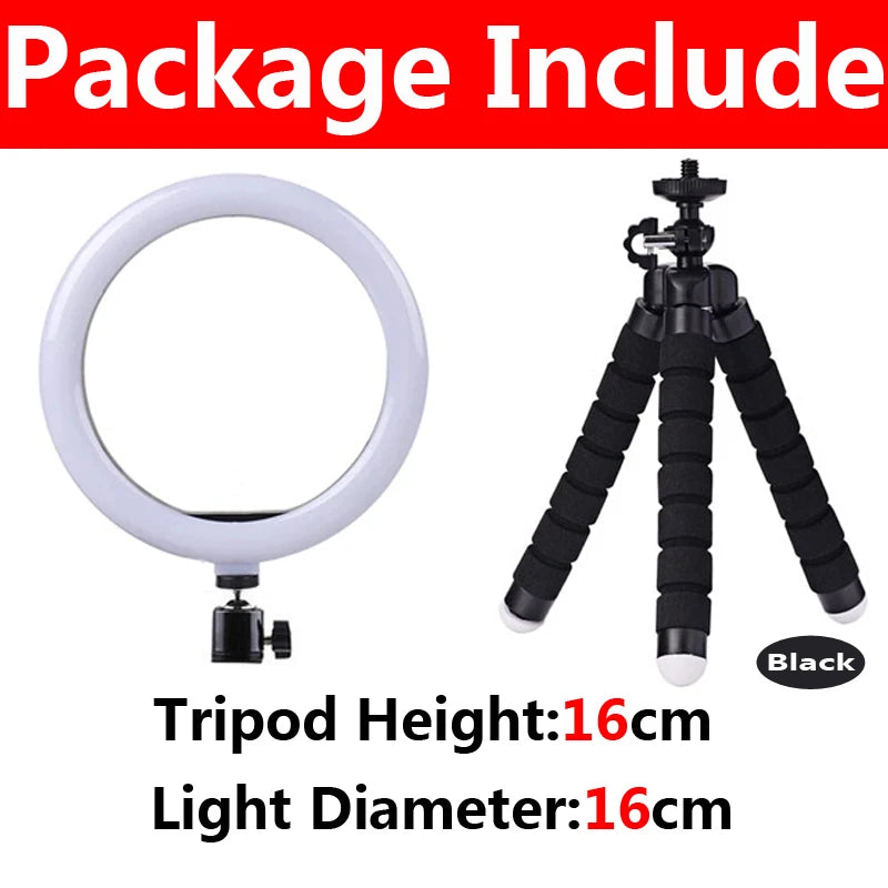 LED Selfie Ring Light Video Lights USB Ring Lamp Lighting With Mini Tripod Stand Rim Of Light To Make Youtube Fill Ringlight