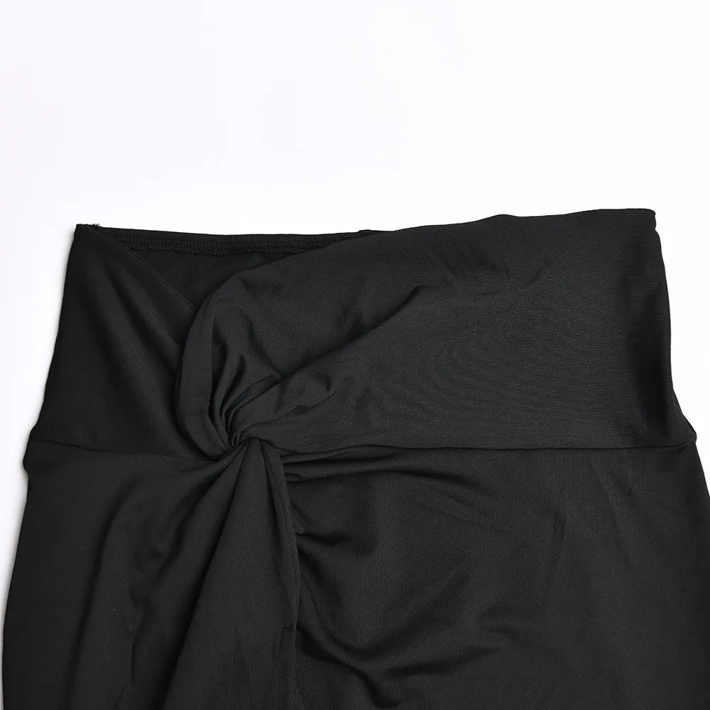 Cryptographic Draped Ruched Dress Sets for Women Sexy Two Piece Sets Elegant Fashion Outfits Tube Top and Skirt Matching Sets