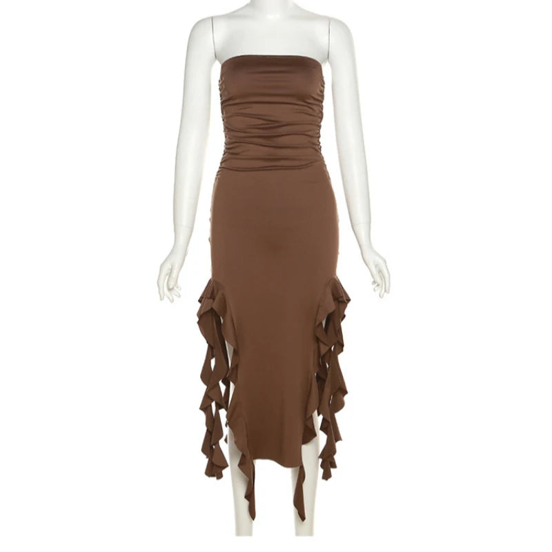 Elegant party dresses for women  ruffle top bag hip slim irregular Long dress Elegant Evening Party Dresses