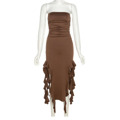 Elegant party dresses for women  ruffle top bag hip slim irregular Long dress Elegant Evening Party Dresses