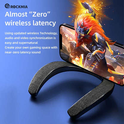 Rockmia EBS-905 3W*2 Wearable Neckband Speaker Bluetooth 5.0  Hands-free Ear-Free for TV Game Play  Home Outdoor Use TF  Card