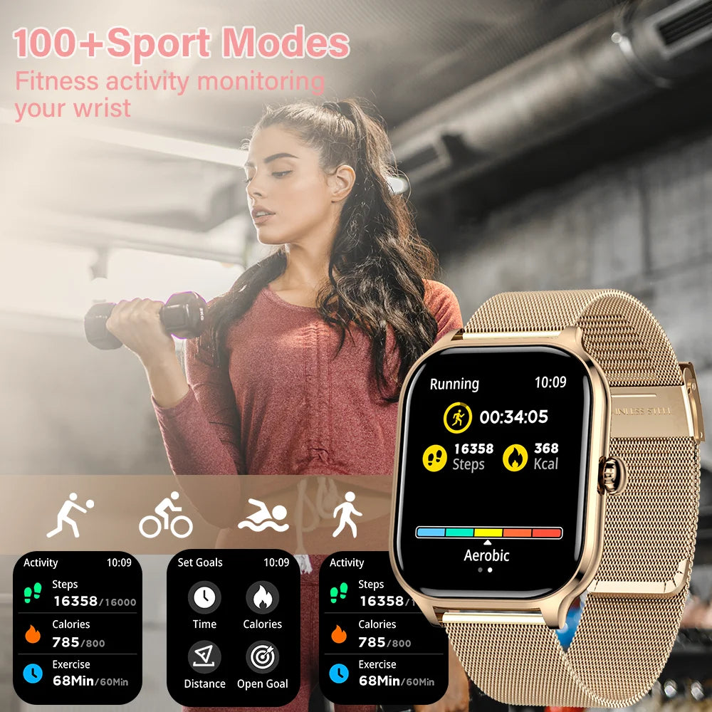LAXASFIT New 2.01 Inch Smart Watch Man Woman Gift Full Touch Screen Sports Fitness Watch BT Call Digital Smart Watch