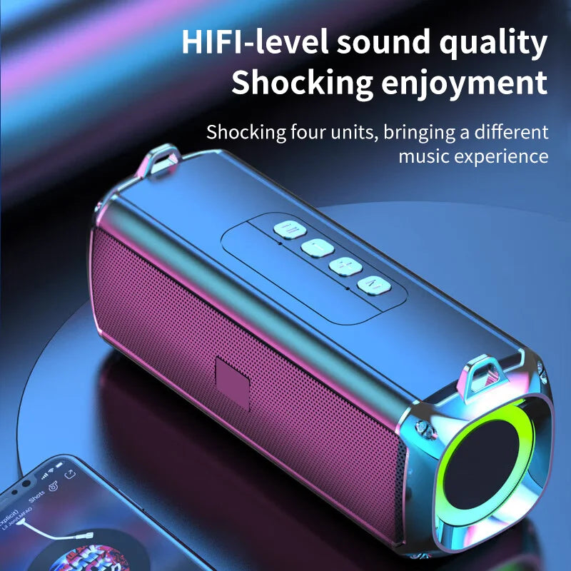 RGB Speaker Portable Wireless Music Player & Soulder Straps LED Bluetooth 5.0 TF USB-C Aux