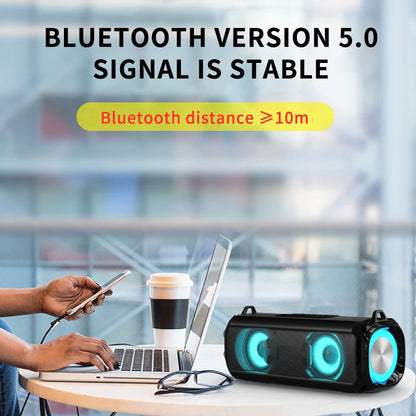 RGB Speaker Portable Wireless Music Player & Soulder Straps LED Bluetooth 5.0 TF USB-C AUX