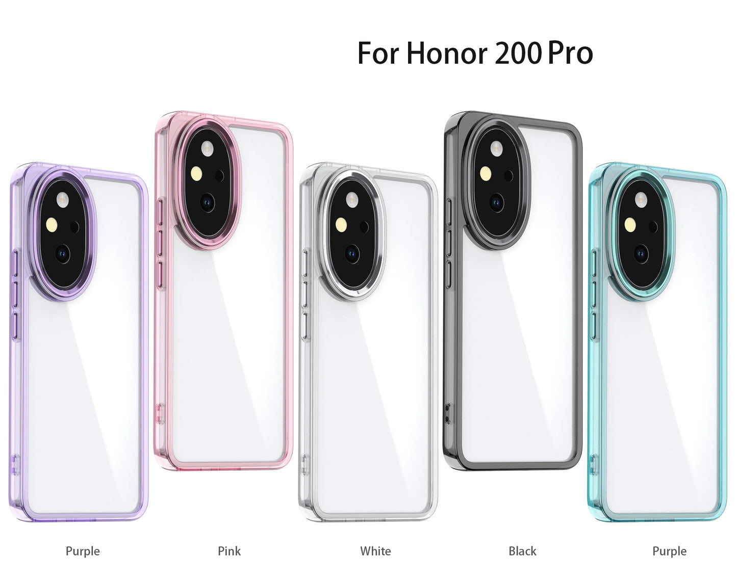 Honor 200 Phone plating Transparent Cases, Shockproof HD Clear Hard Cover for Honor 200 Pro