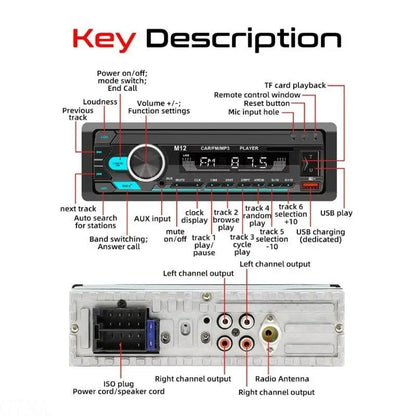 Audio Systems Multimedia Car Stereo - Single Din LCD Bluetooth-compatible Audio and Hands-Free Calling,MP3/USB, Aux-in,