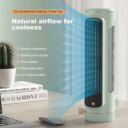 Household Desktop Tower Fan Portable Air Conditioner Fan Circulating Fan USB Charging Air Cooling Electric Fan for Room Home