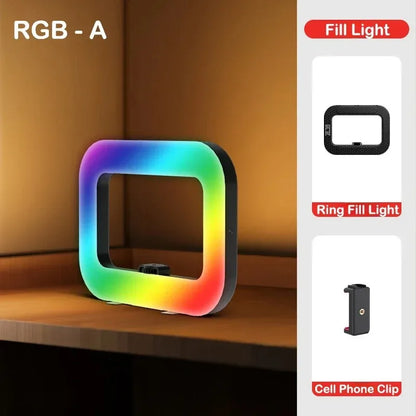 RGB Handheld Ring Fill Light Portable Cell Phone Live Special Rechargeable Photography Light Desktop Selfie Light aro de luz