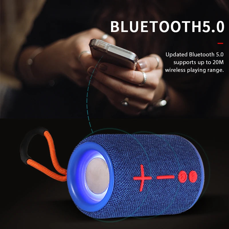 Rockmia EBS-033 5W Mini Fabric Mesh Speaker Bluetooth 5.0 Wireless Music Box With RGB Light  TF Card U-disk Play Bass Function