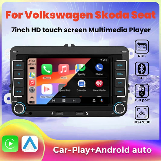 7" 2 Din HD Car Media Video RDS Airplay Car Radio CarPlay Android Auto Stereo Audio For Volkswagen/Seat/Skoda/Passat/Golf/Polo