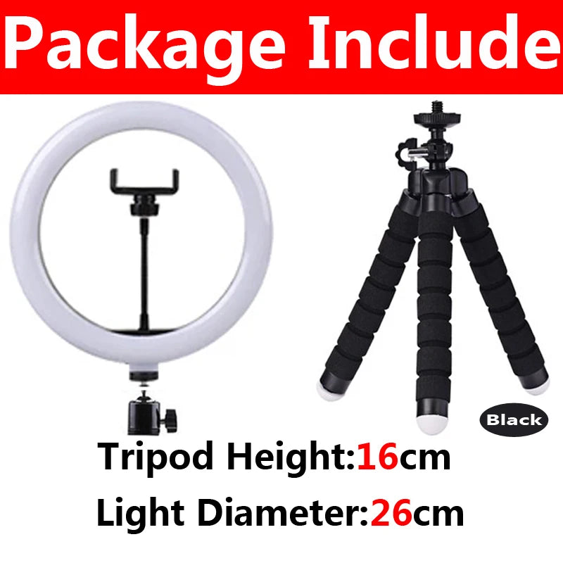 LED Selfie Ring Light Video Lights USB Ring Lamp Lighting With Mini Tripod Stand Rim Of Light To Make Youtube Fill Ringlight