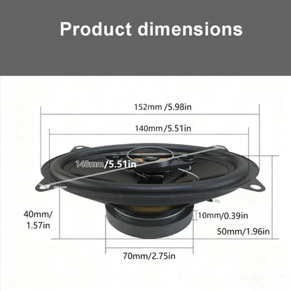 A pair of 4x6-inch coaxial four-way car audio speakers, 500W maximum power, 50W RMS, high-power sound quality, 4 ohm impedance