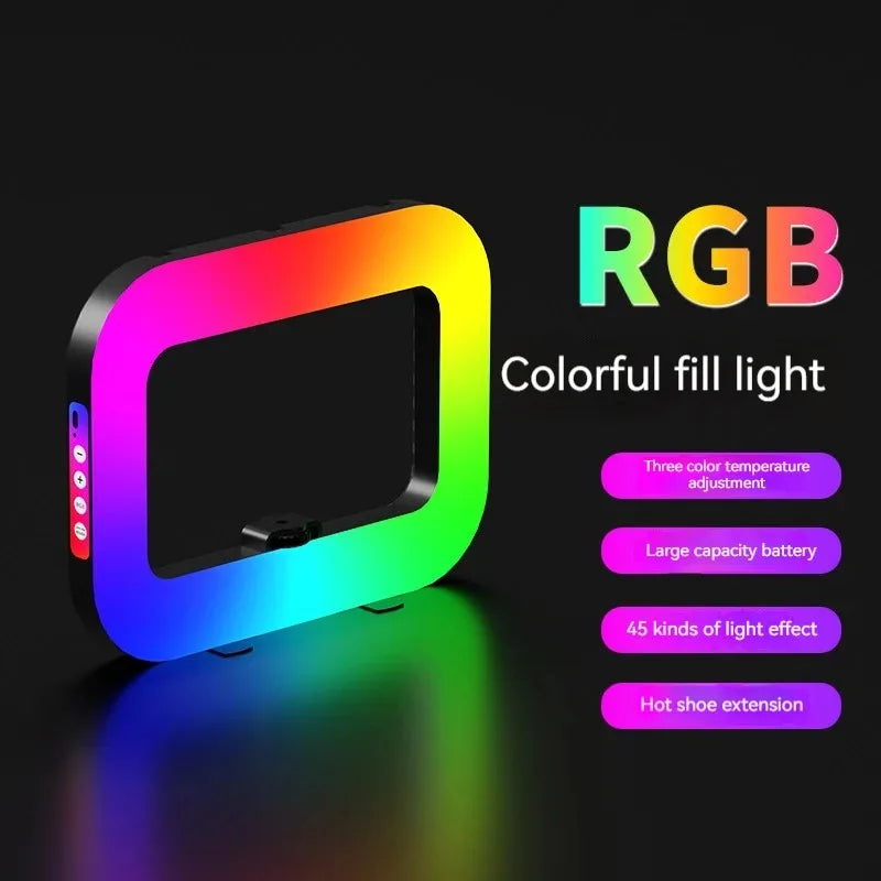 RGB Handheld Ring Fill Light Portable Cell Phone Live Special Rechargeable Photography Light Desktop Selfie Light aro de luz