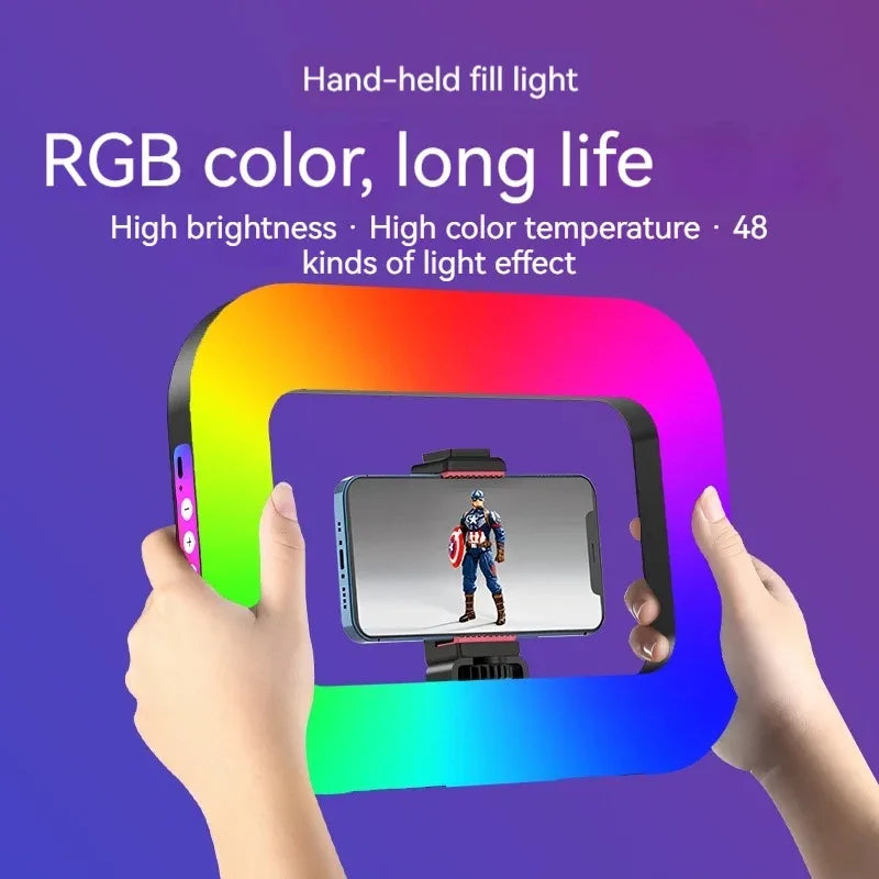 RGB Handheld Ring Fill Light Portable Cell Phone Live Special Rechargeable Photography Light Desktop Selfie Light aro de luz