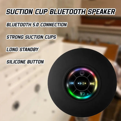 Waterproof Bluetooth Speaker with Colorful LED Lights, Strong Suction Cup & Phone Holder, Portable Mini Speaker for Outdoor/Show