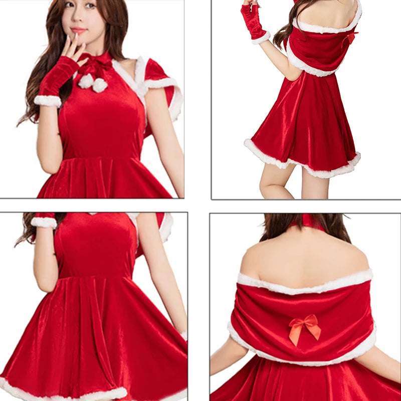 christmas Dress Women Claus Suit Women Christmas Fancy Party Dress Sexy Outfits Santa Sweetie Cosplay Costumes Red Dress