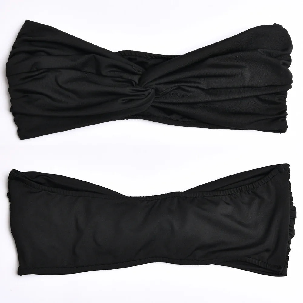 Cryptographic Draped Ruched Dress Sets for Women Sexy Two Piece Sets Elegant Fashion Outfits Tube Top and Skirt Matching Sets