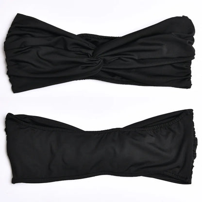 Cryptographic Draped Ruched Dress Sets for Women Sexy Two Piece Sets Elegant Fashion Outfits Tube Top and Skirt Matching Sets