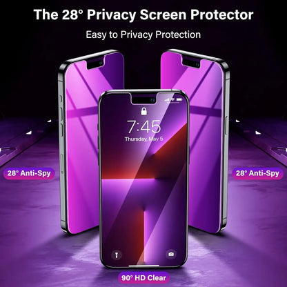 for iPhone 15 14 13 17 16 Pro Max Privacy Screen Protector Purple Gradient Anti Spy Anti Blue HD Screen Protector Tempered Glass