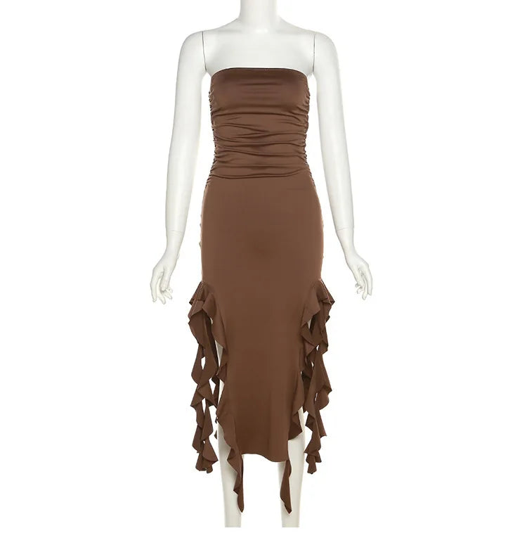 Elegant party dresses for women  ruffle top bag hip slim irregular Long dress Elegant Evening Party Dresses