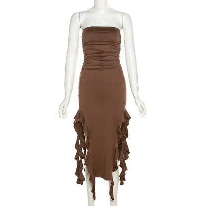 Elegant party dresses for women  ruffle top bag hip slim irregular Long dress Elegant Evening Party Dresses