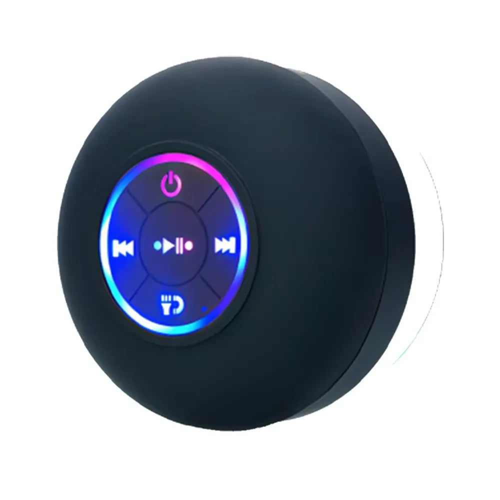 Waterproof Bluetooth Speaker with Colorful LED Lights, Strong Suction Cup & Phone Holder, Portable Mini Speaker for Outdoor/Show